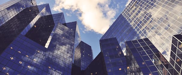Corporate buildings viewed from below